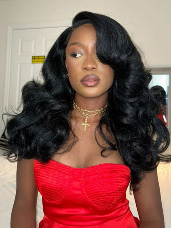Layered Cut Trendy C Part Yaki Body Wave Short Wig Human Hair Wigs 220% Density - sterlyhair
