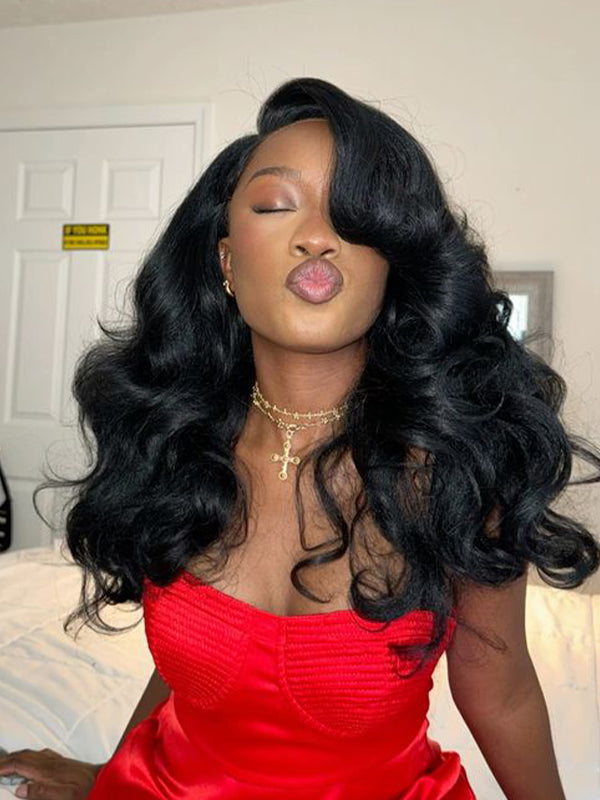 Layered Cut Trendy C Part Yaki Body Wave Short Wig Human Hair Wigs 220% Density - sterlyhair