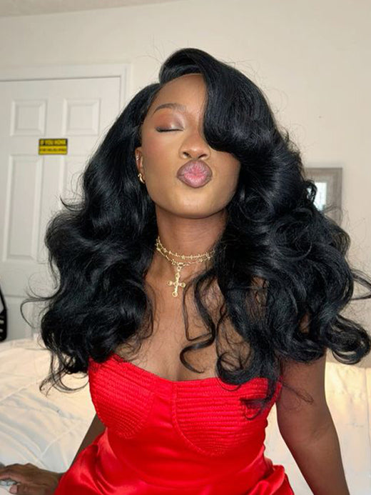 Layered Cut Trendy C Part Yaki Body Wave Short Wig Human Hair Wigs 220% Density - sterlyhair
