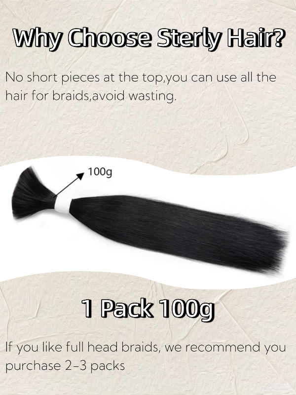 Micro Braiding Hair Bulk Human Hair Straight Human Braiding Hair No Weft Human Hair Braids Extension 100g/Bundle - sterlyhair