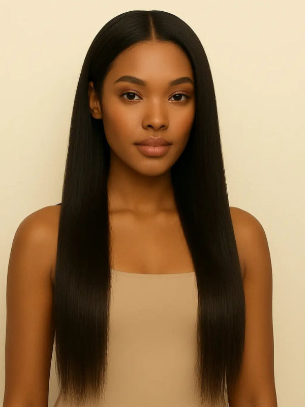New Drawstring Straight V Part Wig No Leave Out And No Sew In Human Hair Wigs - sterlyhair