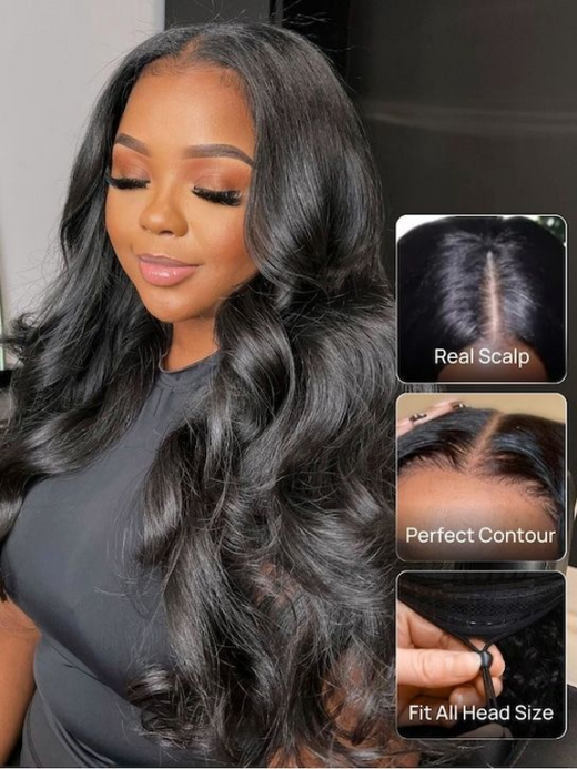 TikTok Hot | 250% Density V Part Body Wave Wig Natural Scalp No Leave Out No Sew In Human Hair Wigs - sterlyhair