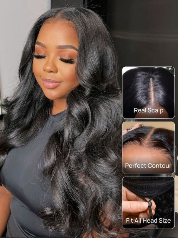 TikTok Hot | 250% Density V Part Body Wave Wig Natural Scalp No Leave Out No Sew In Human Hair Wigs - sterlyhair