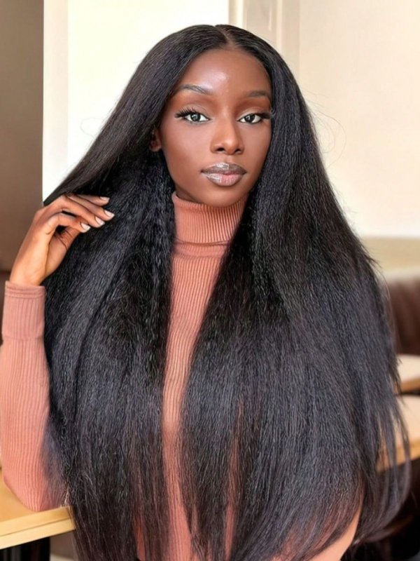 TikTok Hot | Affordable Glueless V Part Kinky Straight Wig No Leave Out No Sew In Human Hair Wigs - sterlyhair