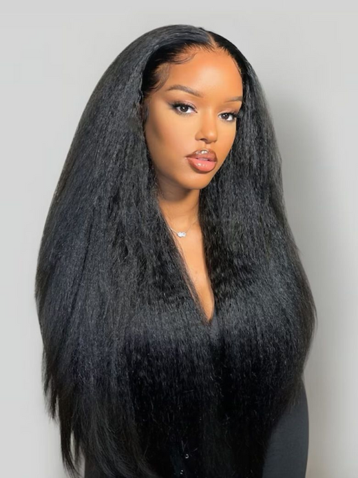 TikTok Hot | Affordable Glueless V Part Kinky Straight Wig No Leave Out No Sew In Human Hair Wigs - sterlyhair