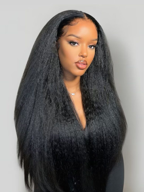 TikTok Hot | Affordable Glueless V Part Kinky Straight Wig No Leave Out No Sew In Human Hair Wigs - sterlyhair