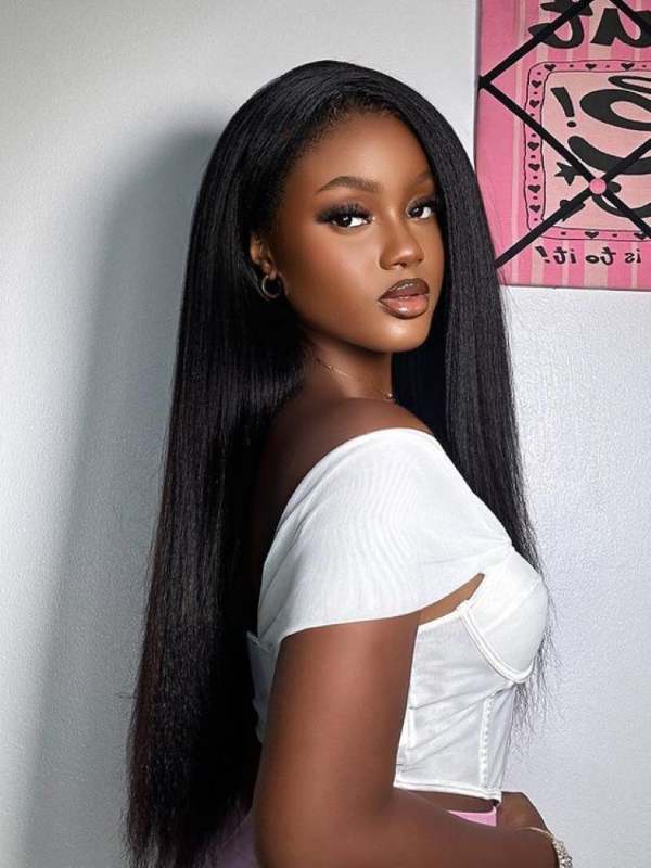 TikTok Hot | Affordable Glueless V Part Kinky Straight Wig No Leave Out No Sew In Human Hair Wigs