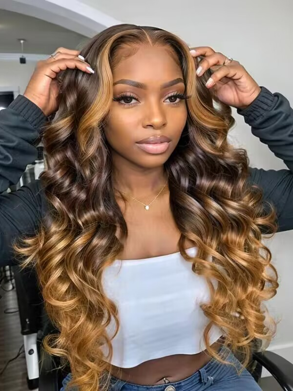 New Fabulous Beyon-Celebrity Style Glueless Ombre Color Loose Body Wave Wig - sterlyhair