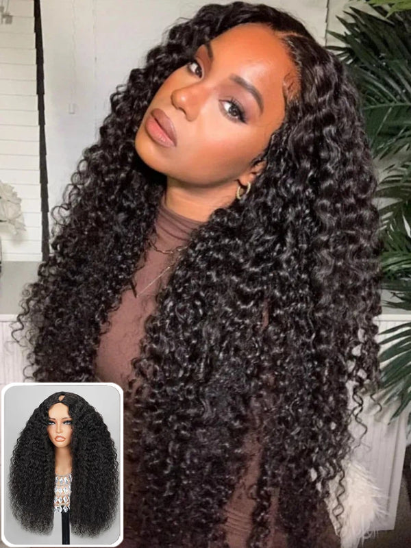New Updated No Leave Out No Lace No Glue Culry V Part Drawstring Wig - sterlyhair