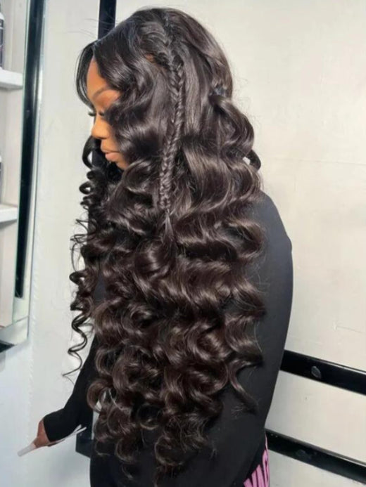 Parting Max 9x6 Glueless Wig #1 Jet Black Loose Deep Wave Wig Pre Plucked & Bleached Ready to Go - sterlyhair