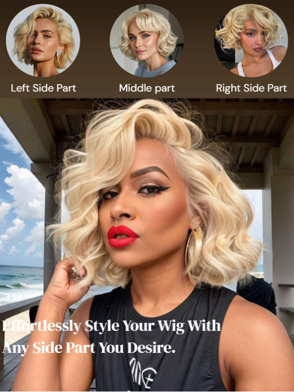 Pixie Cut Blonde Color Side Part Short Wigs Loose Body Hair Beginner Friendly Glueless Wig