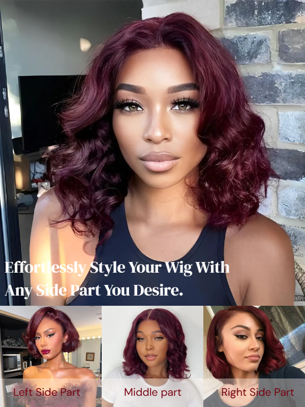 Pixie Cut Short Wigs Burgundy Wig Loose Body Hair Glueless Wig - sterlyhair