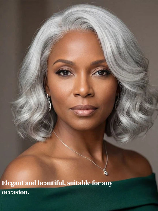 Salt and Pepper Wigs Pixie Cut Side Part Short Bob Loose Body Hair Beginner Friendly Glueless Wig - sterlyhair