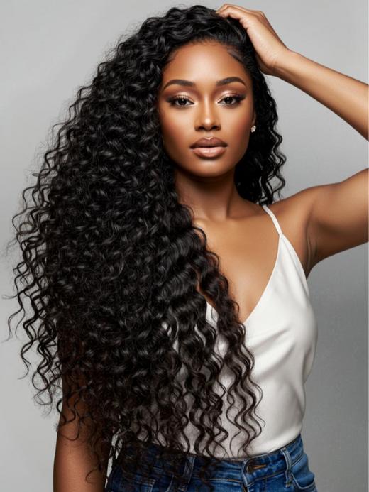 Premium Super Double Drawn Human Hair Wigs 13×6 Lace Frontal Deep Wave Wig 250% Density - sterlyhair