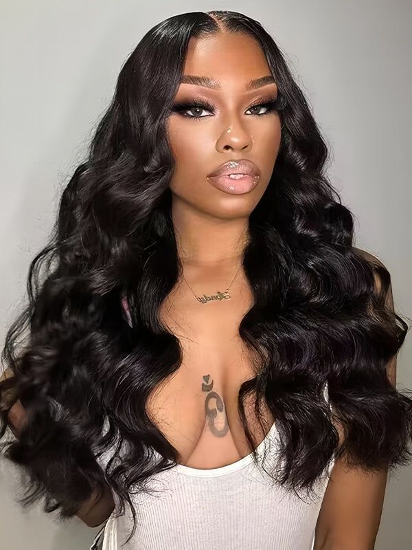 Premium Super Double Drawn Human Hair Wigs Raw Hair 13×6 Lace frontal Body Wave Wig 250% Density - sterlyhair