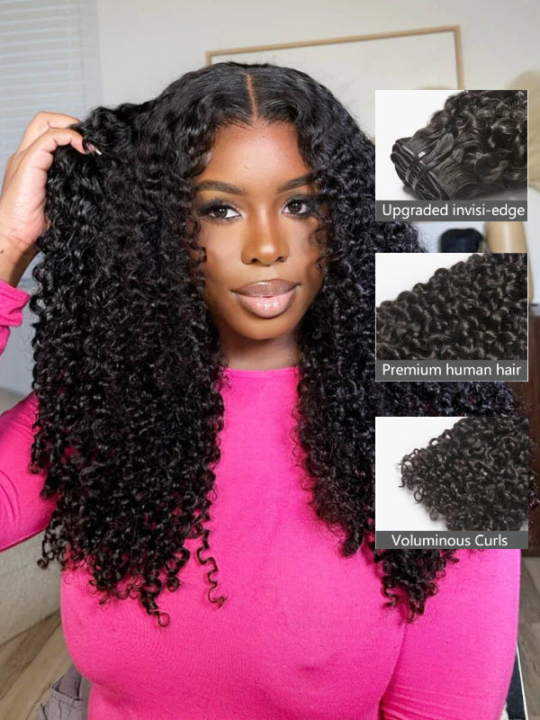 Raw Hair Clip In | Burmese Curly Invisi Edge Clip in Hair Extensions For Black Women 8pcs With 18 Clips - sterlyhair