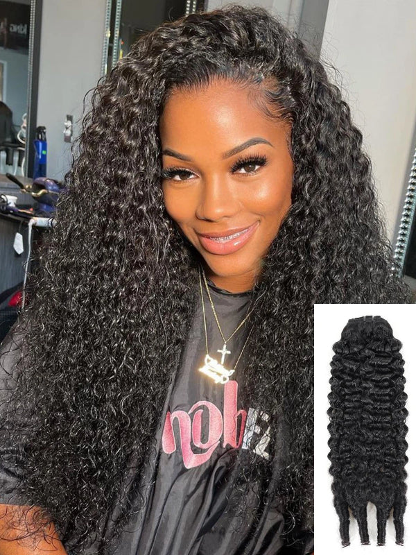 Raw Hair Clip In | Burmese Curly Invisi Edge Clip in Hair Extensions For Black Women 8pcs With 18 Clips