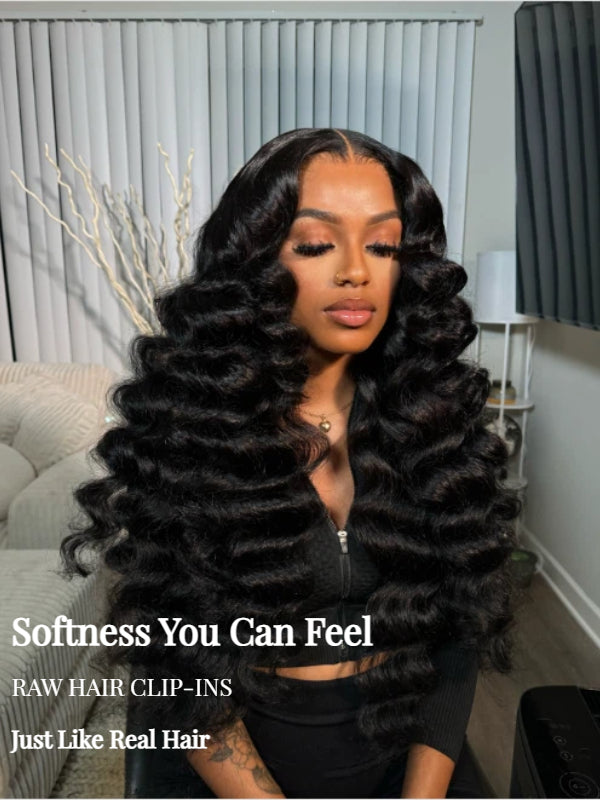 Raw Hair Clip In | Deep Wave lnvisible Edge Clip in Hair Extensions For Black Women 8pcs With 18 Clips