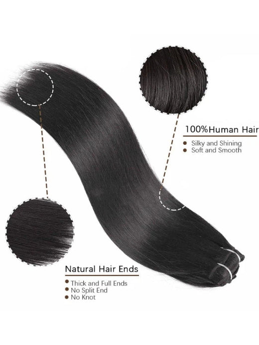 Raw Hair Clip In | Silky Straight Invisi Edge Clip in Hair Extensions For Black Women 8pcs With 18 Clips - sterlyhair