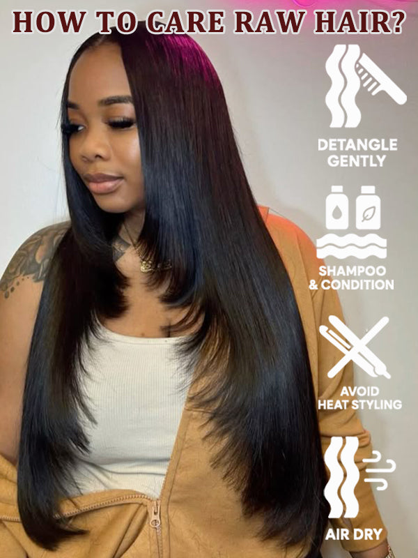 Raw Hair Wig | #1 Layered Cut Glueless 7×6 Straight Human Hair Wigs