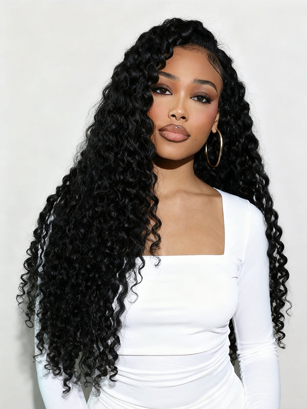 Perruque frontale en dentelle HD véritable, perruque en cheveux humains ondulés profonds en dentelle HD indétectable
