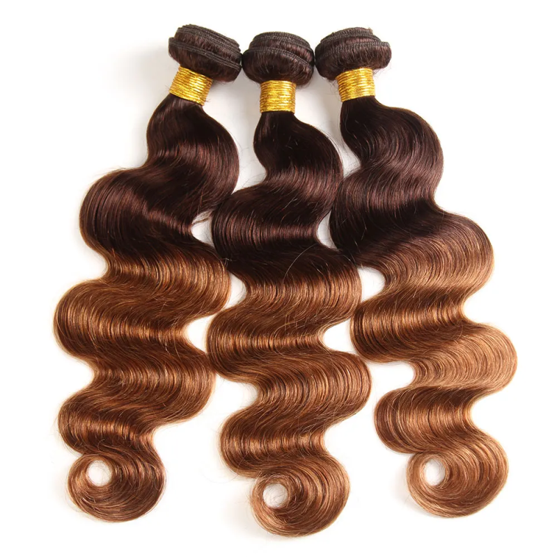 Sterly T4/30 Colored Ombre Body Wave Human Hair Bundles With 13×6 Lace Frontal