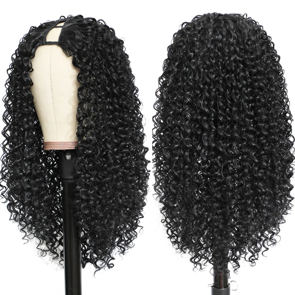 #1 Jet Black Glueless V Part Wig Straight / Body Wave / Curly Human hair Wigs 250% Density