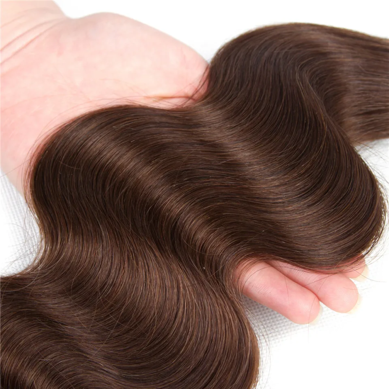 Sterly #4 Chocolate Brown Straight Hair / Body Wave Human Hair Bundles