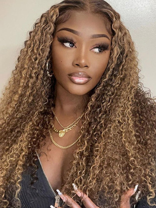 Sterly 13x6 HD Transparent Lace Front Closure Colored Human Hair Wigs Highlight Curly Frontal Wigs - sterlyhair