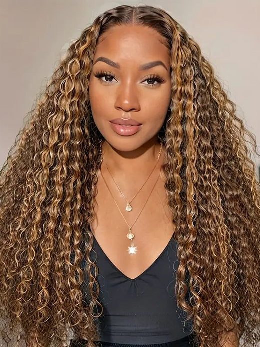 Sterly 13x6 HD Transparent Lace Front Closure Colored Human Hair Wigs Highlight Deep Wave Frontal Wigs - sterlyhair