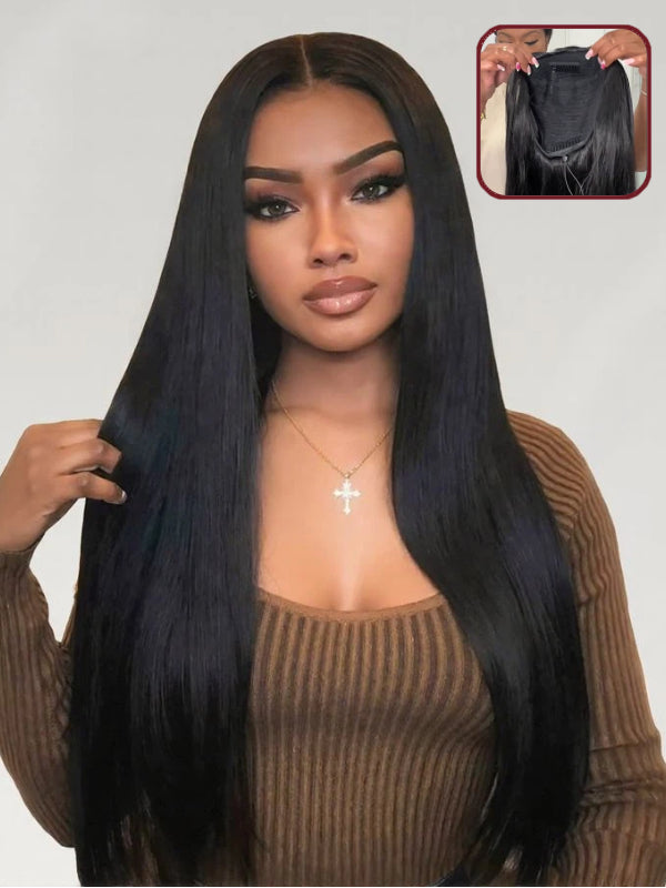 Sterly 3-In-1 Straight Half Wig Glueless Install with Drawstring Flip Over Wig Beginner Friendly - sterlyhair