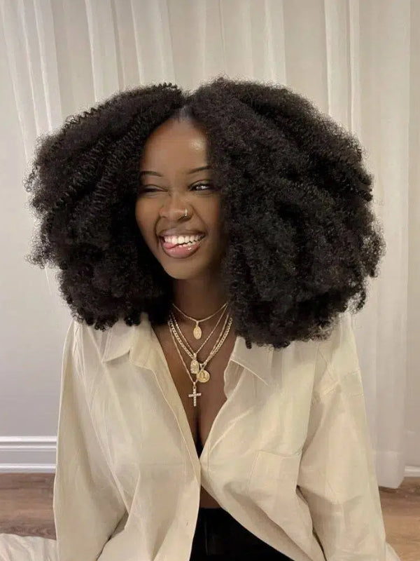 Sterly 4b/4c Curly Wig Perfect Afro Curls Glueless 13×6 PreMax Wig Flexi-Fit Drawstring Wigs Pre Bleached - sterlyhair