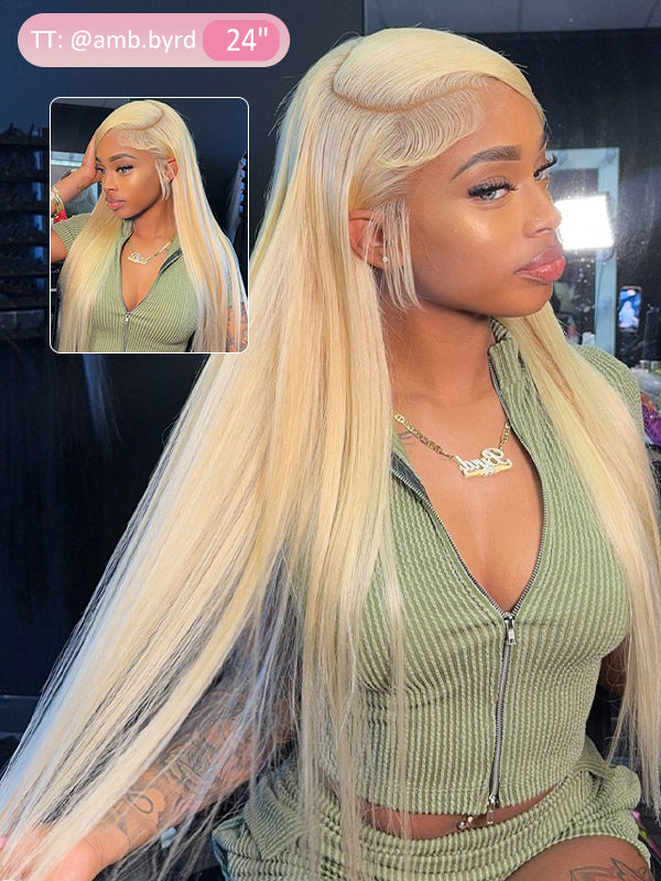 Sterly #613 Blonde 13x6 Full Frontal Lace Straight Hair / Body Wave Human Hair Wigs 180% Density Blonde Magic