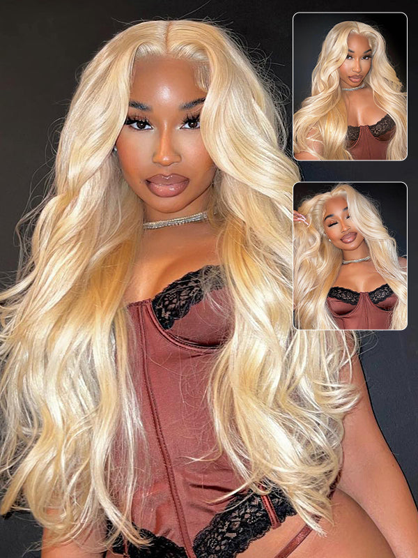 Sterly #613 Blonde 13x6 Full Frontal Lace Straight Hair / Body Wave Human Hair Wigs 180% Density Blonde Magic