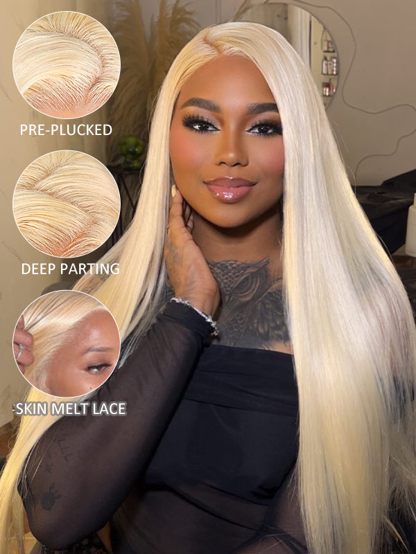 Sterly #613 Blonde 13x6 Full Frontal Lace Straight Hair / Body Wave Human Hair Wigs 180% Density Blonde Magic