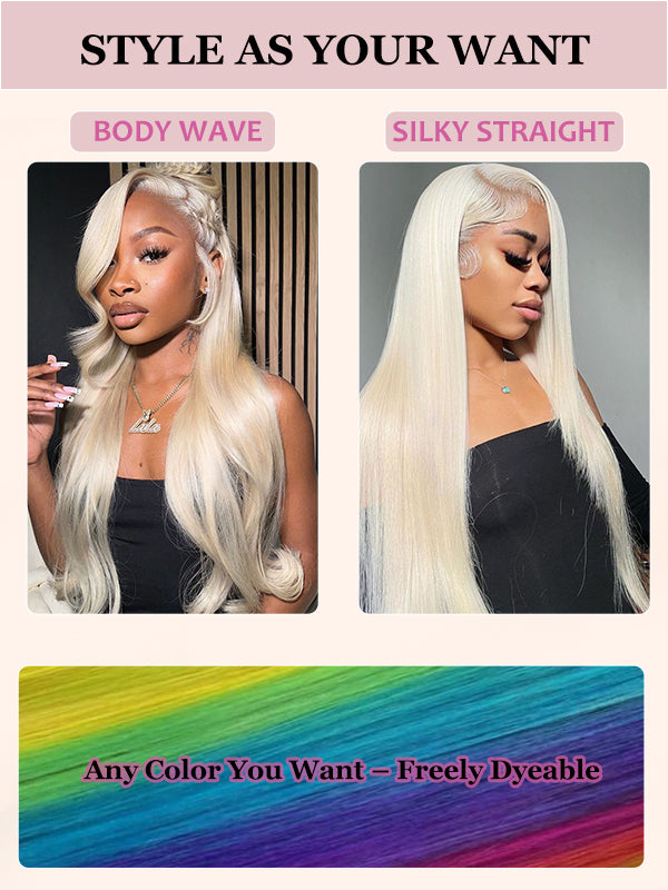 Sterly #613 Blonde 13x6 Full Frontal Lace Straight Hair / Body Wave Human Hair Wigs 180% Density Blonde Magic