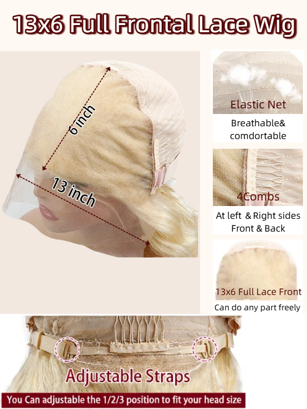 #613 Blonde 13x6 Full Frontal Lace Loose Body Wave Wigs Blonde Magic - sterlyhair