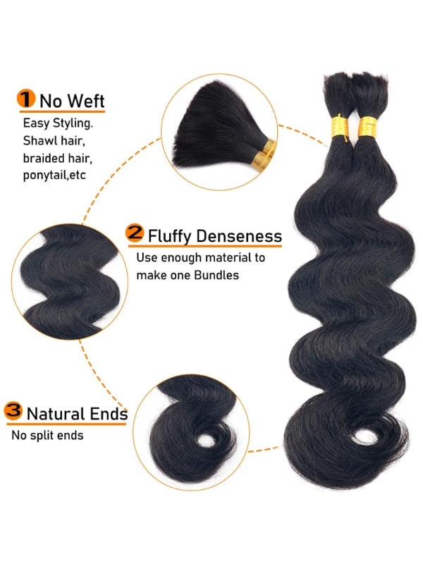 Sterly Body Wave Bulk Human Hair For Braiding No Weft 100g (1 Pack-2 Bundle 50g) - sterlyhair