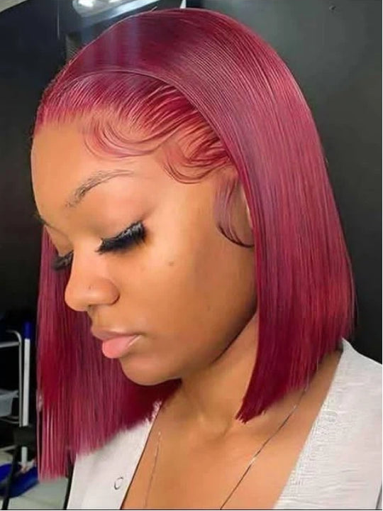 Sterly Burgundy 99J Frontal Wigs Human Hair Straight Short Bob Wigs For Women - sterlyhair