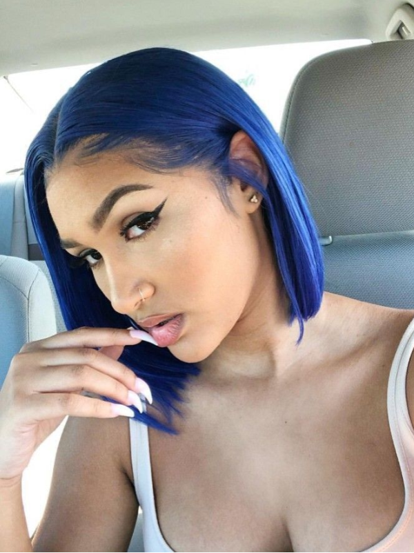 Sterly Dark Blue Wig Straight Colored Short Bob Human Hair - sterlyhair