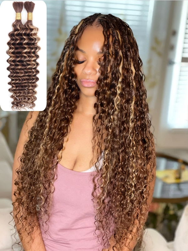 Sterly Deep Wave Bulk Human Hair For Braiding No Weft 100g (1 Pack-2 Bundle 50g)