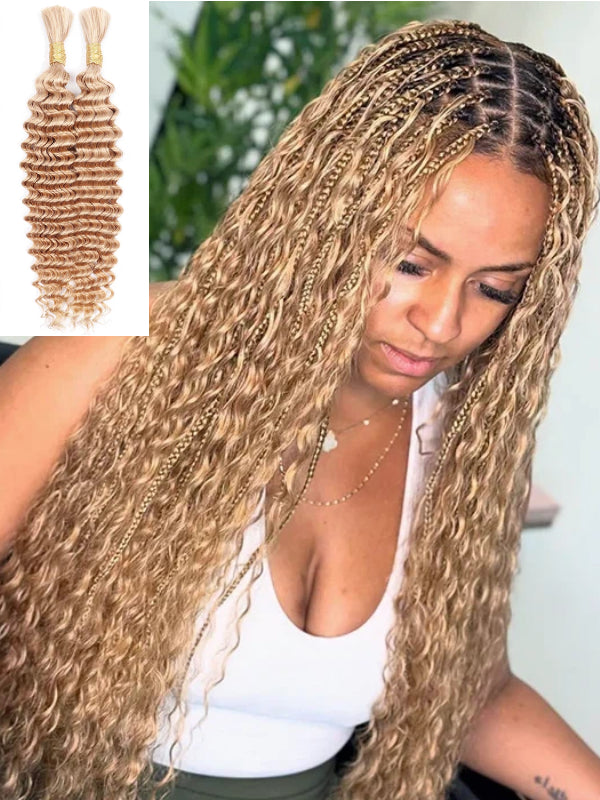 Sterly Deep Wave Bulk Human Hair For Braiding No Weft 100g (1 Pack-2 Bundle 50g)