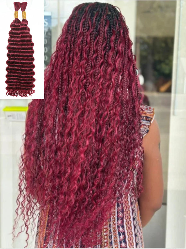 Sterly Deep Wave Bulk Human Hair For Braiding No Weft 100g (1 Pack-2 Bundle 50g)