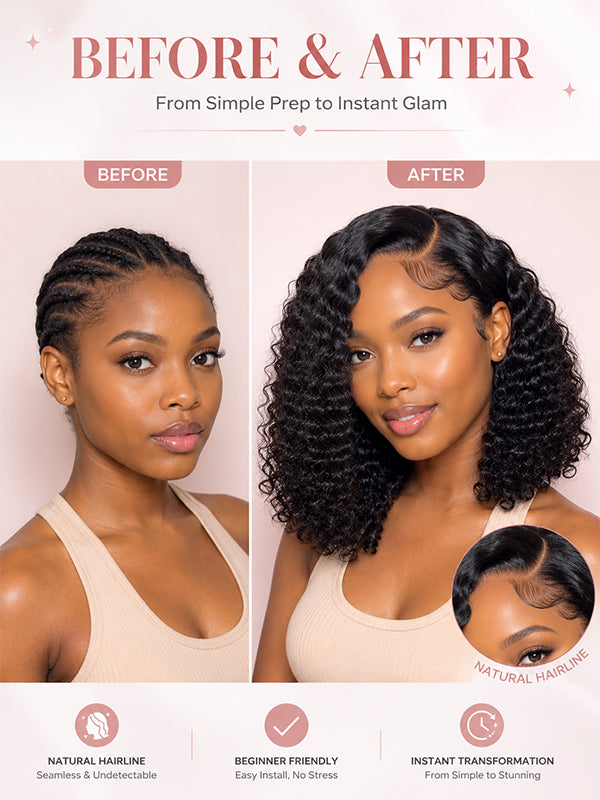 Burmese Curly Bob Wig HD Lace Short Curly Bob Human Hair Wig Easy Styling 180% Density