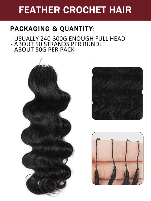 Sterly Hair Body Wave Feather Crochet Human Hair Extension Human Hair