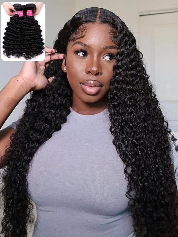 Sterly Hair Brazilian Virgin Hair 3 Bundles / 4 Bundles Deep Wave Bundles Human Hair Extensions - sterlyhair