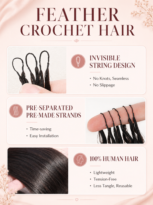 Sterly Hair Burmese Curly Feather Crochet Human Hair Extension Human Hair