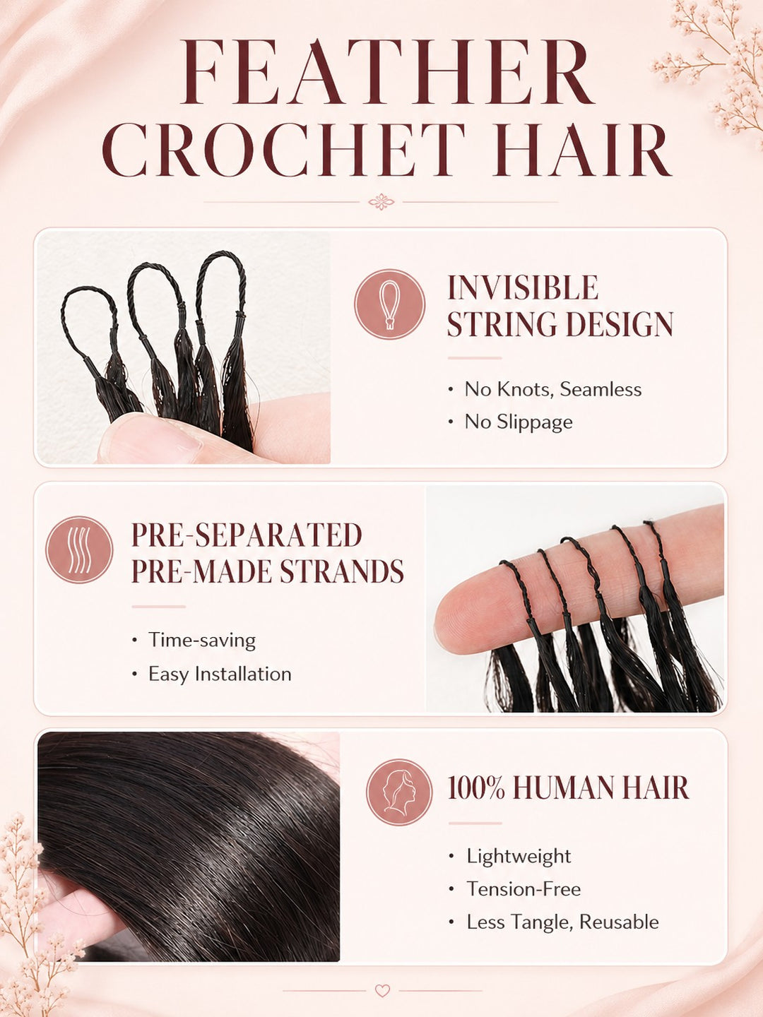 Sterly Hair Burmese Curly Feather Crochet Human Hair Extension Human Hair