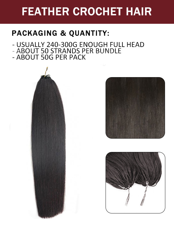 Sterly Hair Silky Straight Feather Crochet Human Hair Extension Human Hair - sterlyhair