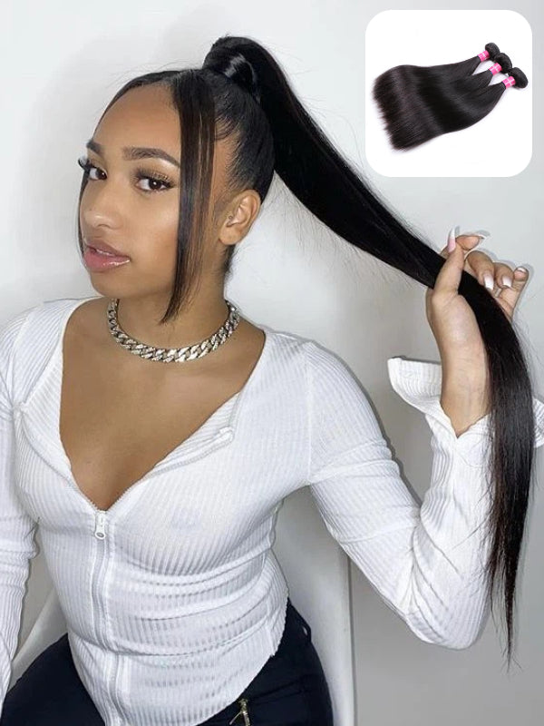 Sterly Hair Straight Hair 3/4PCS Bundles Deal Human Hair Extensions - sterlyhair